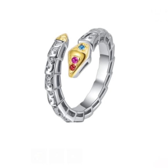 Solid Sterling Silver 925 Snake Vintage Band Ring #E1127 - Picture 4 of 4